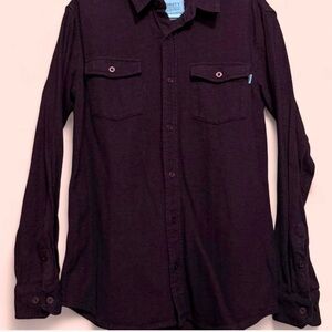 Men's Maroon Thick Flannel Button-Up Shirt